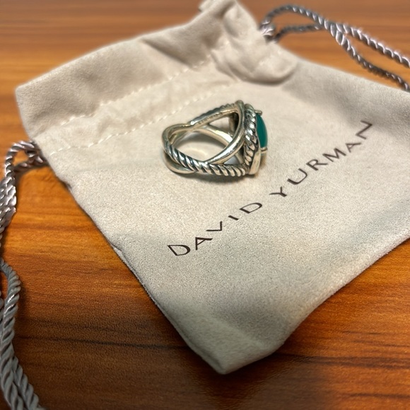 David Yurman 11mm Infinity Ring with Green Onyx size 6 - Picture 3 of 6